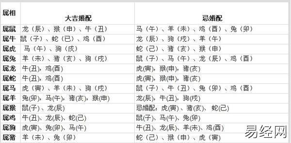 十二生肖属相配对婚配图表及其搭配指数