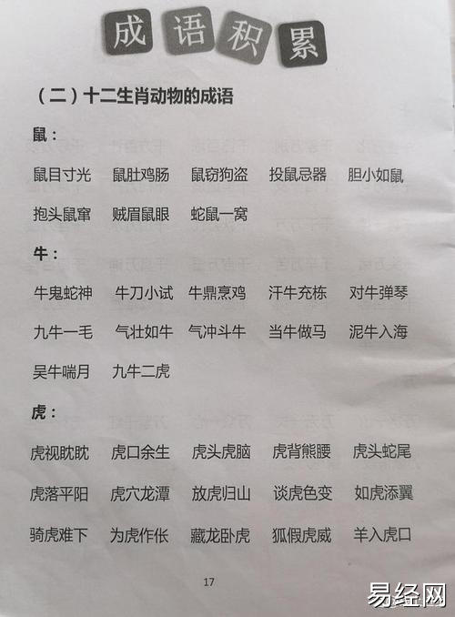 十二生肖的成语归类,值得同学们收藏