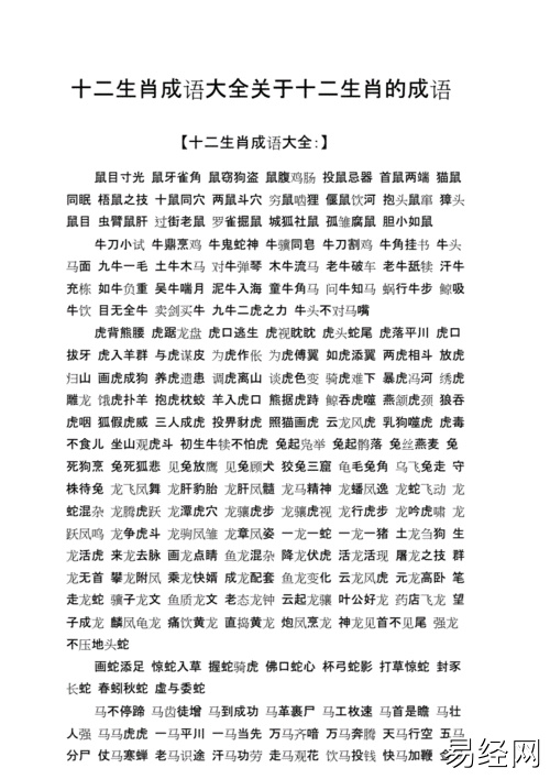 十二生肖成语大全关于十二生肖的成语.doc 3页