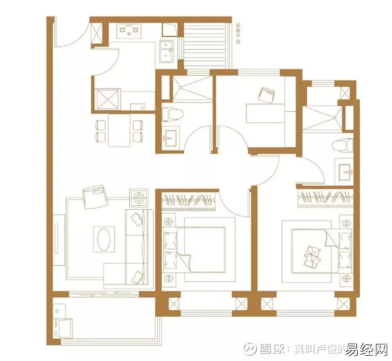 万科白马花园90平小三房，做成小三房的户型