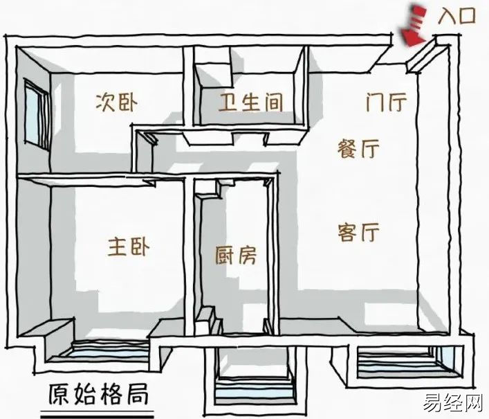 北京朝阳户型72㎡原始户型图户型装修效果图