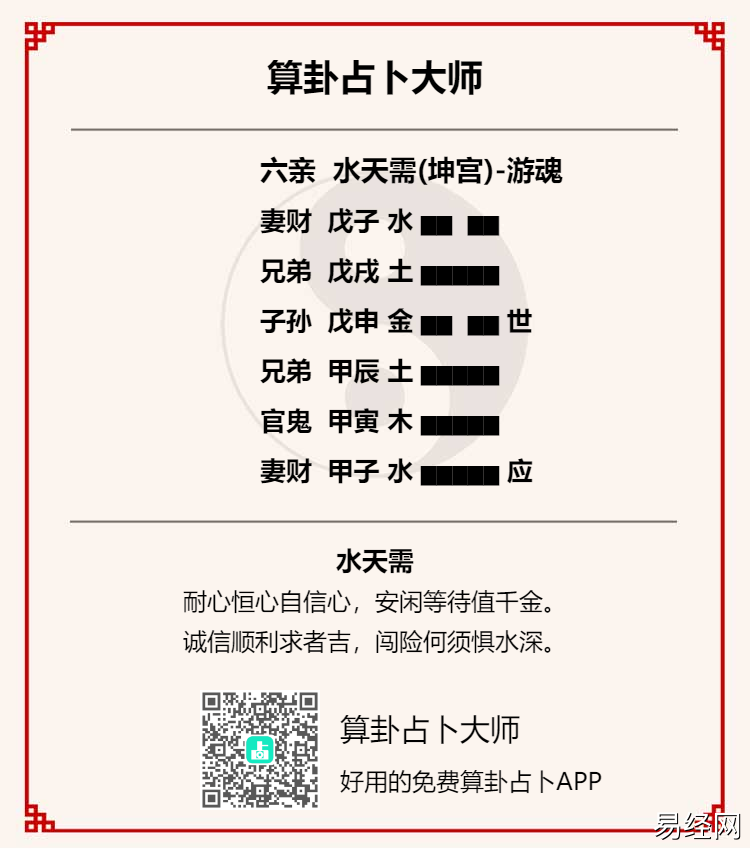 水天需卦测男女感情详解,需卦测男女感情是好是坏?插图 水天需卦测男女感情详解,需卦测男女感情是好是坏?插图