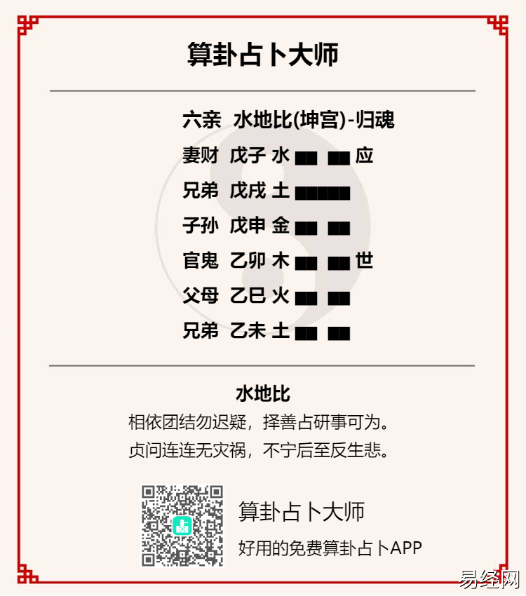 水地比卦测男女关系详解,六爻水地比卦测男女感情结果好吗?插图 水地比卦测男女关系详解,六爻水地比卦测男女感情结果好吗?插图