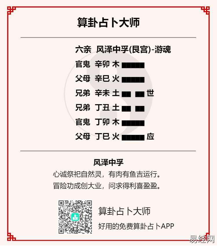 六爻风泽中孚卦详解男女感情,中孚卦测男女关系持续多久?插图 六爻风泽中孚卦详解男女感情,中孚卦测男女关系持续多久?插图