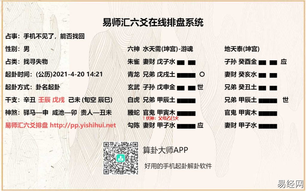 六爻测手机如何取用神?六爻测找手机断卦要点插图 六爻测手机如何取用神?六爻测找手机断卦要点插图