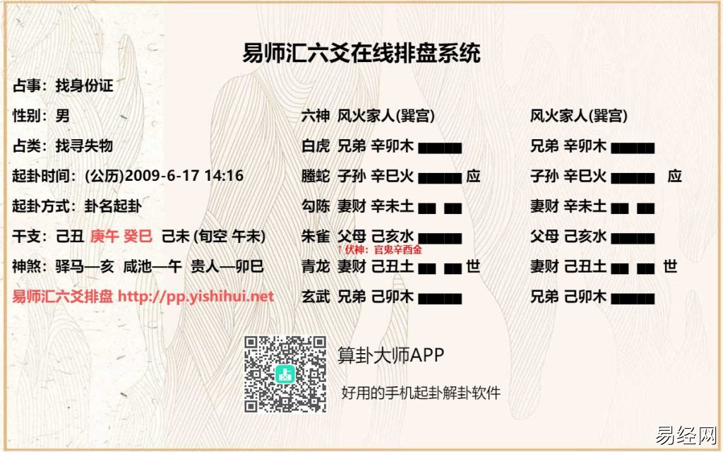 六爻测身份证丢失如何取用神? 六爻测身份证找回断卦卦例插图1